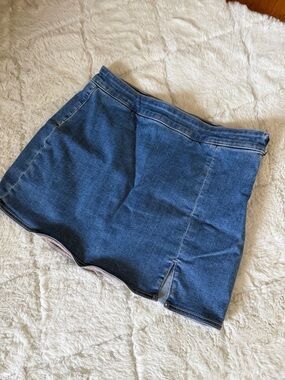 American Eagle Outfitters Blue Denim Skort with Front Notch